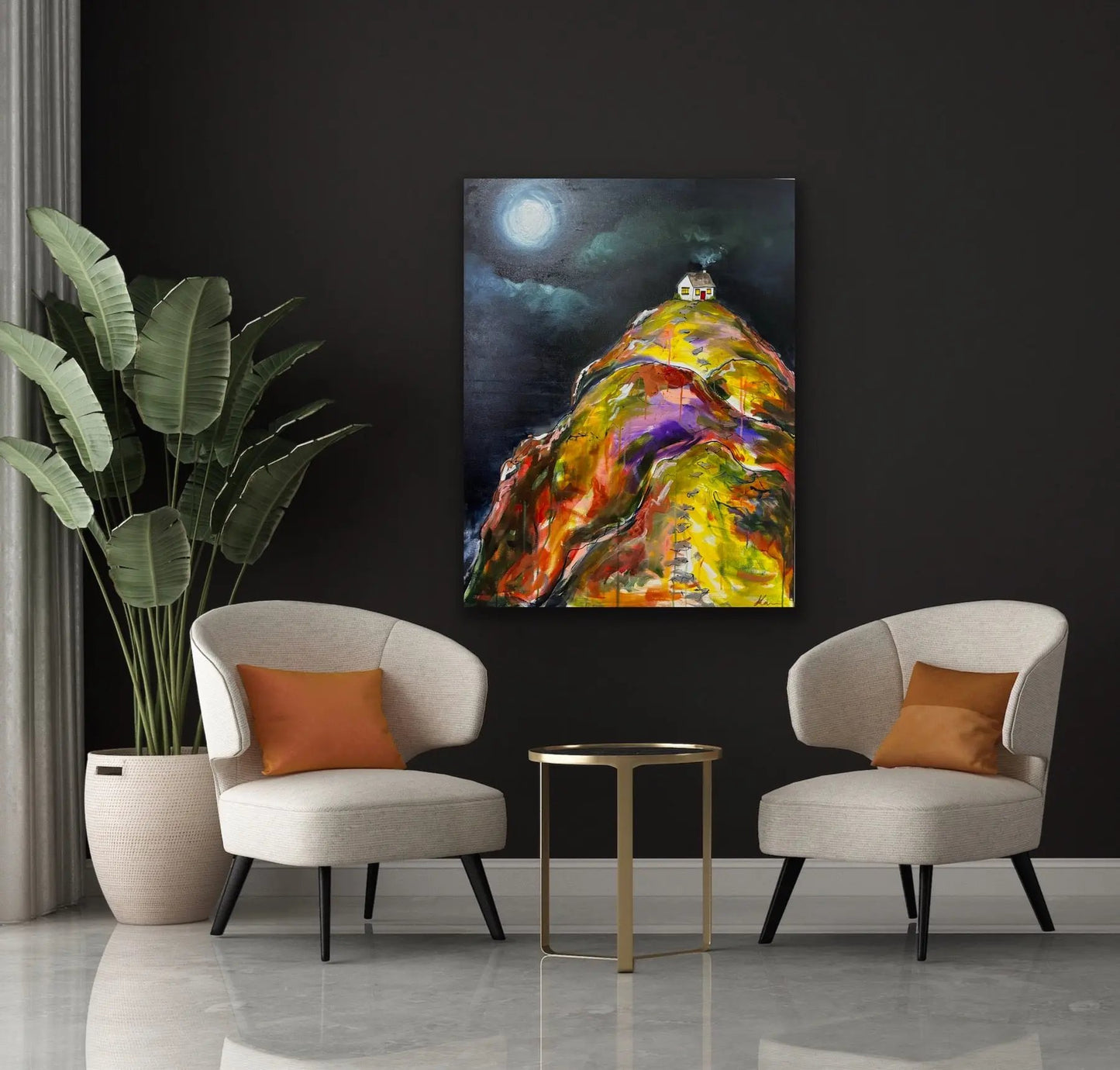 House on the hill - original combination painting on canvas My Store