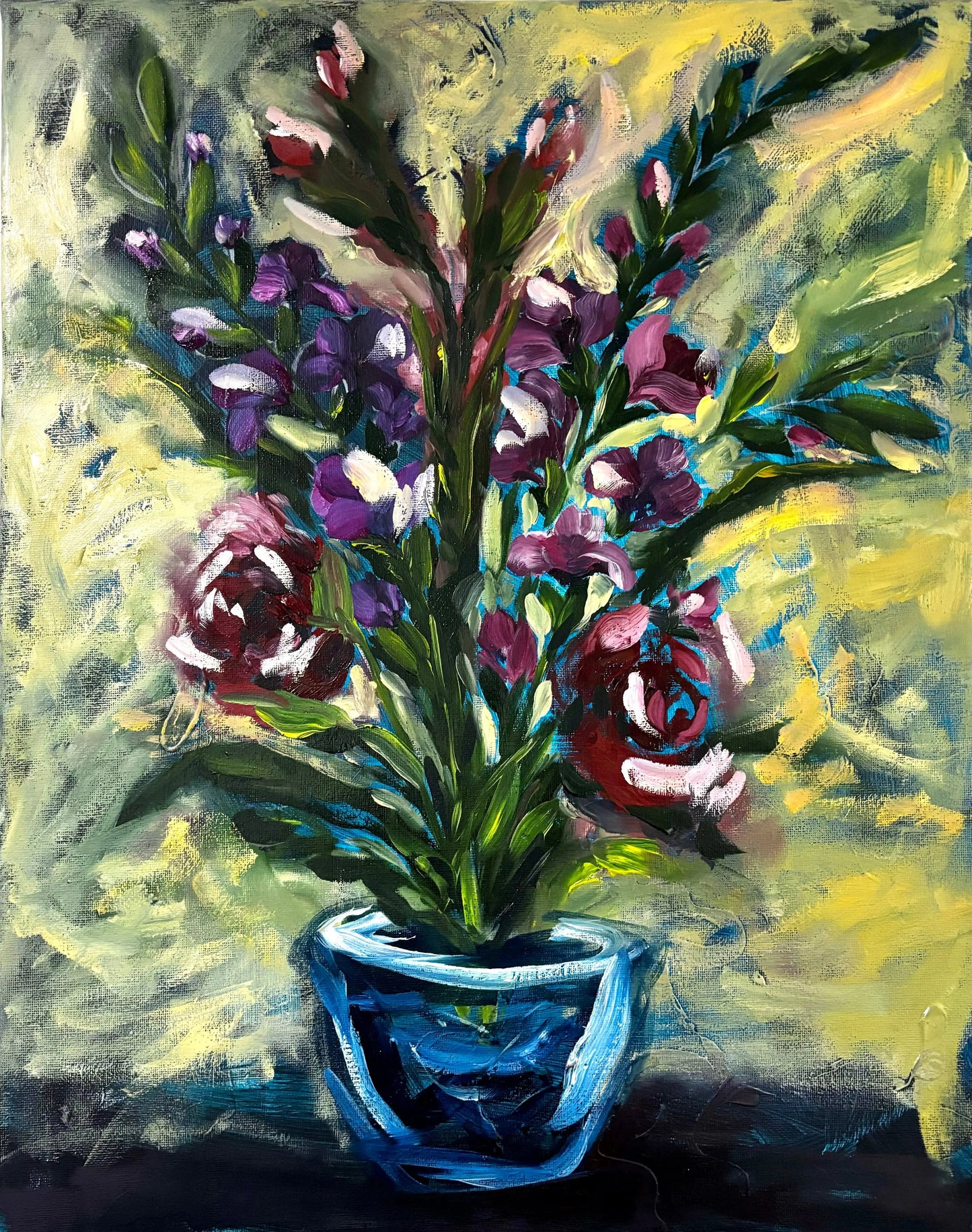 Grandmas flowers - original oil painting on canvas My Store