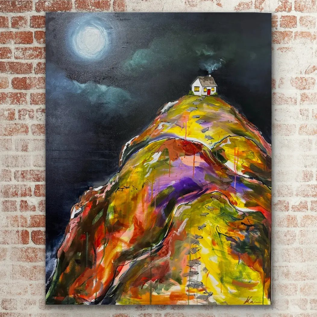 House on the hill - original combination painting on canvas My Store